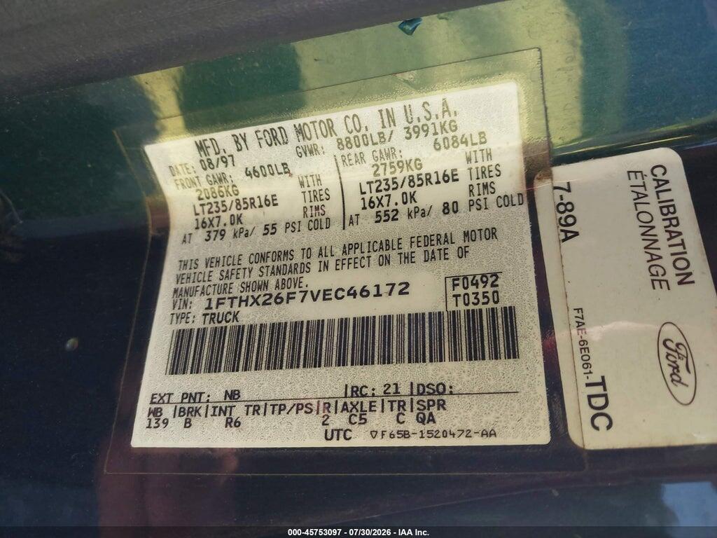 1FTHX26F7VEC46172 1997 FORD F-250 HD photo no. 9