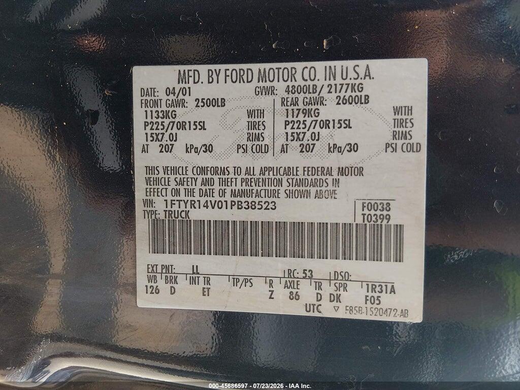 1FTYR14V01PB38523 2001 FORD RANGER photo no. 9