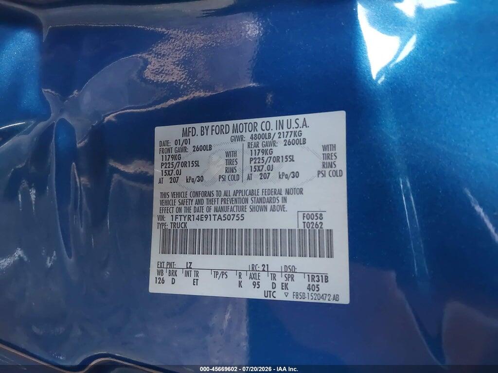 1FTYR14E91TA50755 2001 FORD RANGER photo no. 9