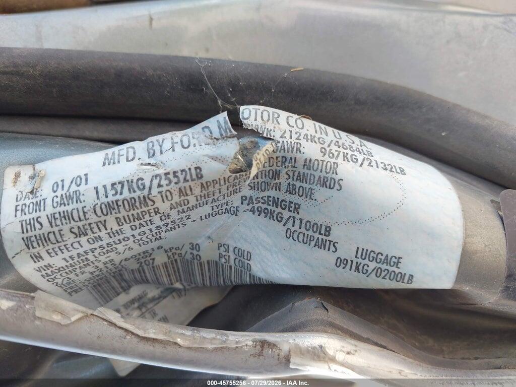 1FAFP55U01G189522 2001 FORD TAURUS photo no. 9
