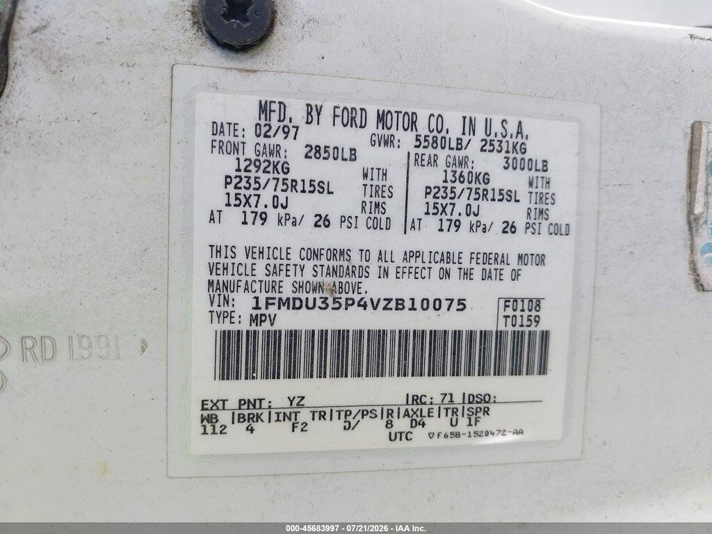 1FMDU35P4VZB10075 1997 FORD EXPLORER photo no. 9