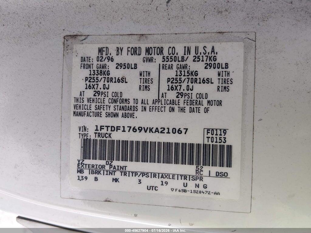 1FTDF1769VKA21067 1997 FORD F-150 STANDARD photo no. 9
