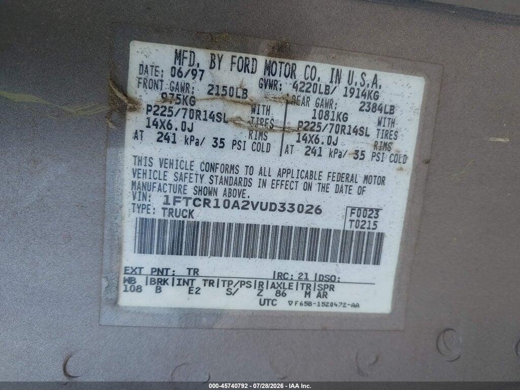 1FTCR10A2VUD33026 1997 FORD RANGER photo no. 9