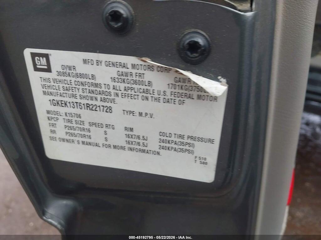 1GKEK13T61R221728 2001 GMC YUKON photo no. 9