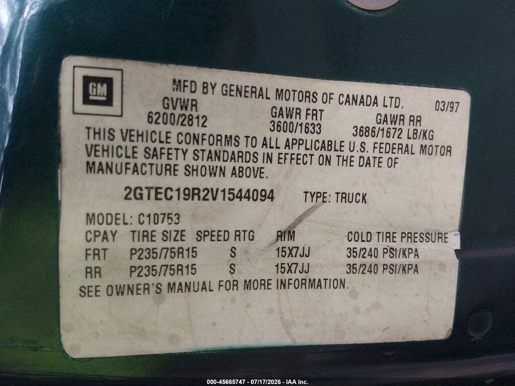 2GTEC19R2V1544094 1997 GMC SIERRA 1500 photo no. 9