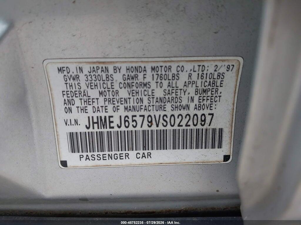 JHMEJ6579VS022097 1997 HONDA CIVIC photo no. 9