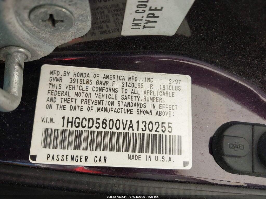 1HGCD5600VA130255 1997 HONDA ACCORD photo no. 9