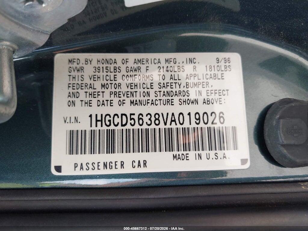 1HGCD5638VA019026 1997 HONDA ACCORD photo no. 9