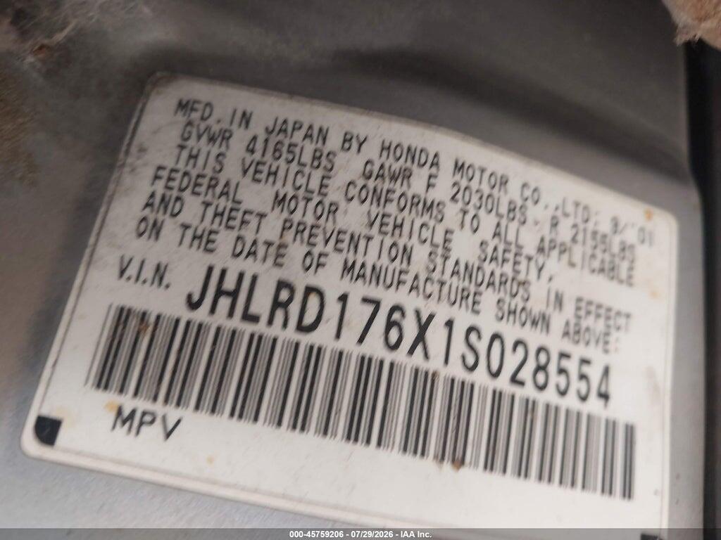 JHLRD176X1S028554 2001 HONDA CR-V photo no. 9