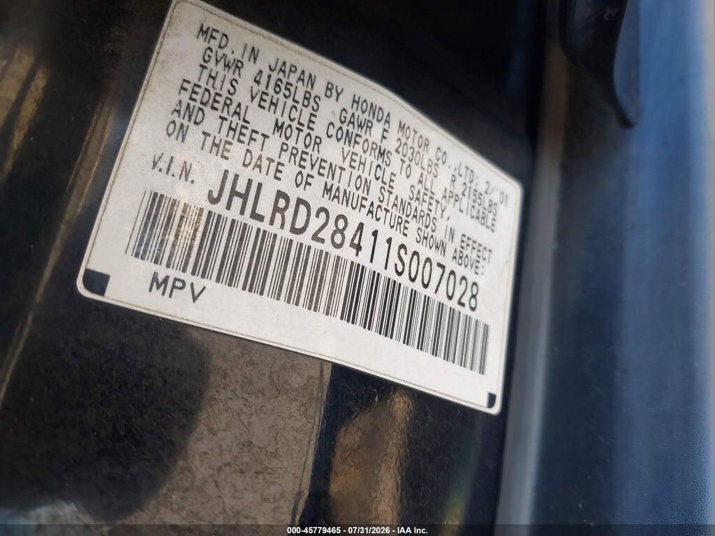JHLRD28411S007028 2001 HONDA CR-V photo no. 9
