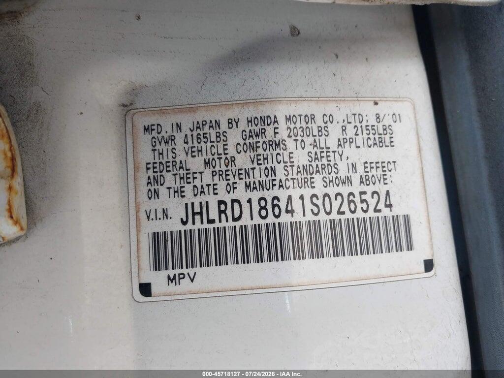 JHLRD18641S026524 2001 HONDA CR-V photo no. 9