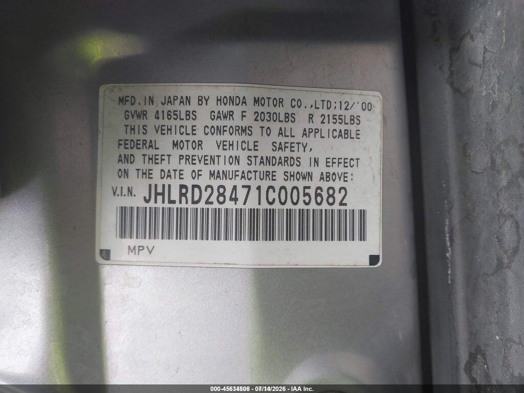 JHLRD28471C005682 2001 HONDA CR-V photo no. 9