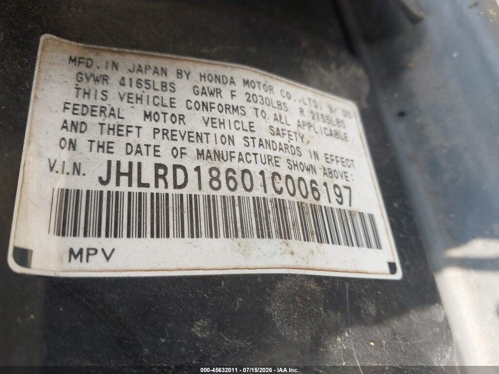JHLRD18601C006197 2001 HONDA CR-V photo no. 9