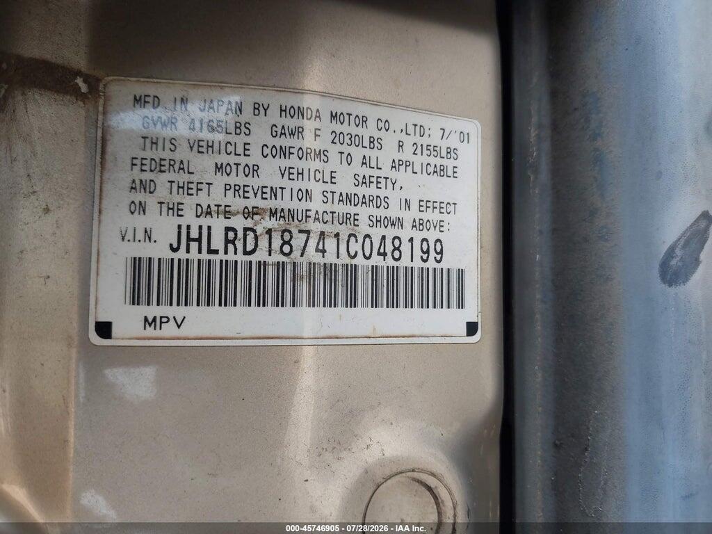 JHLRD18741C048199 2001 HONDA CR-V photo no. 9
