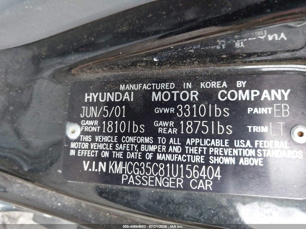 KMHCG35C81U156404 2001 HYUNDAI ACCENT photo no. 9
