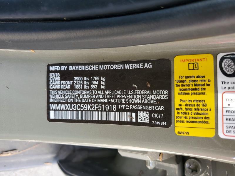 WMWXU3C59K2F51918 2019 MINI COOPER photo no. 12