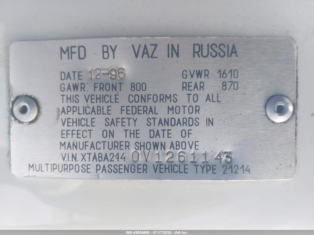 XTABA2140V1261143 1997 LADA NIVA photo no. 9
