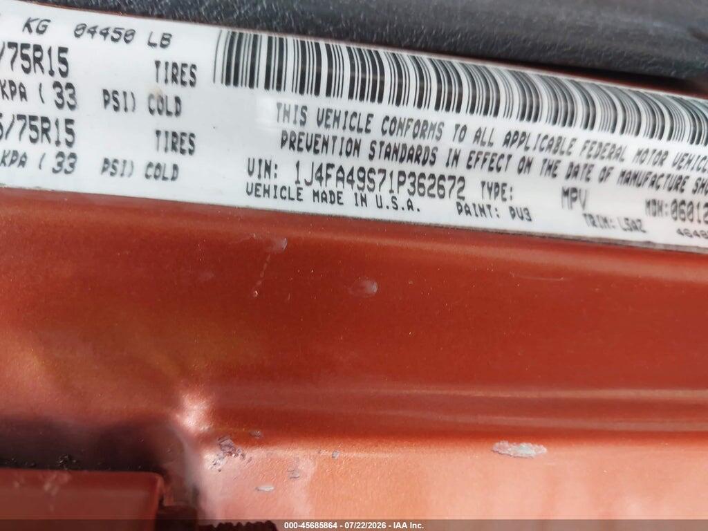 1J4FA49S71P362672 2001 JEEP WRANGLER photo no. 9
