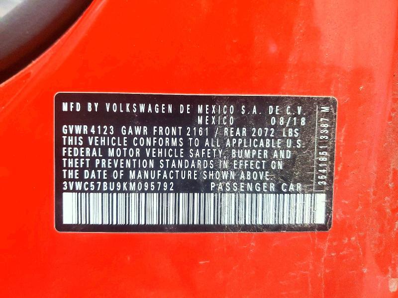 3VWC57BU9KM095792 2019 VOLKSWAGEN JETTA photo no. 12