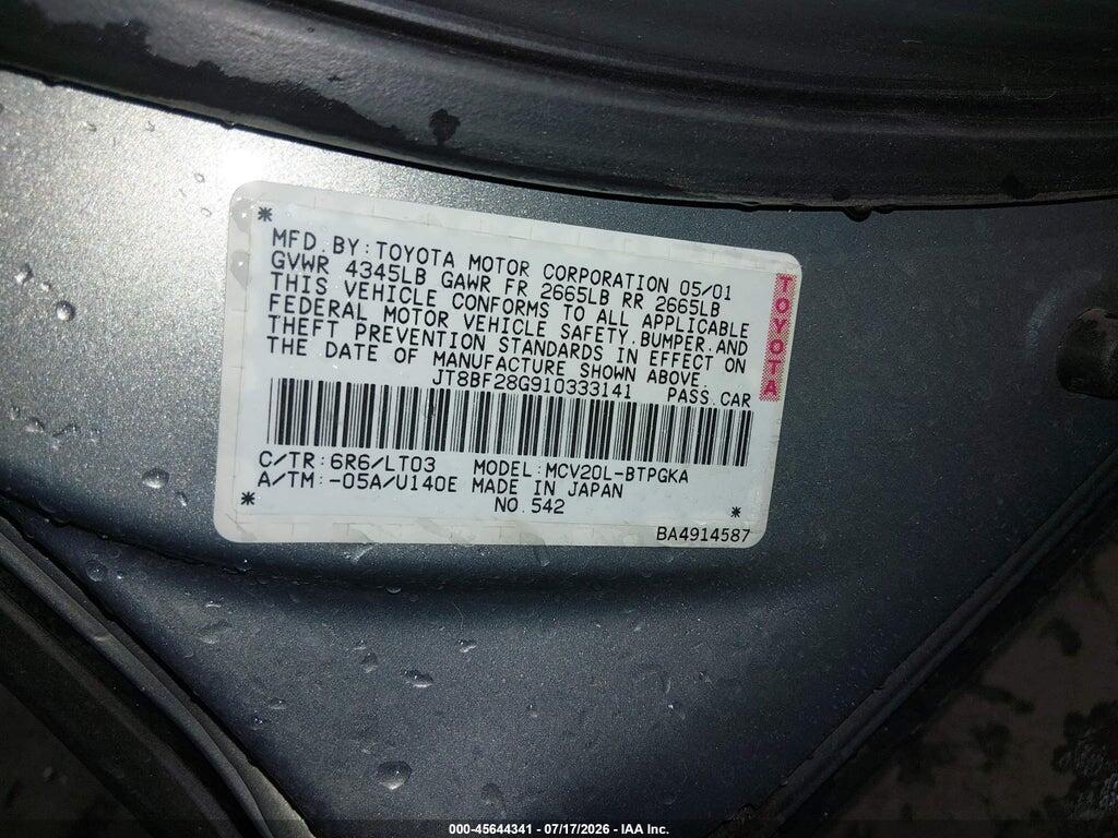 JT8BF28G910333141 2001 LEXUS ES 300 photo no. 9