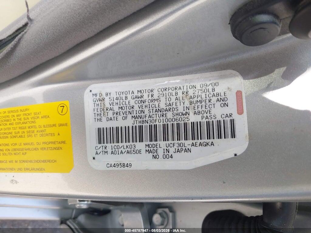 JTHBN30F010006025 2001 LEXUS LS 430 photo no. 9