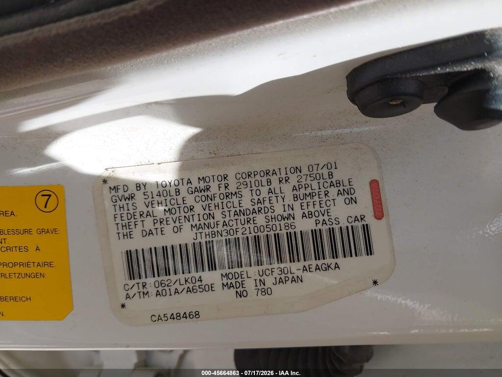 JTHBN30F210050186 2001 LEXUS LS 430 photo no. 8