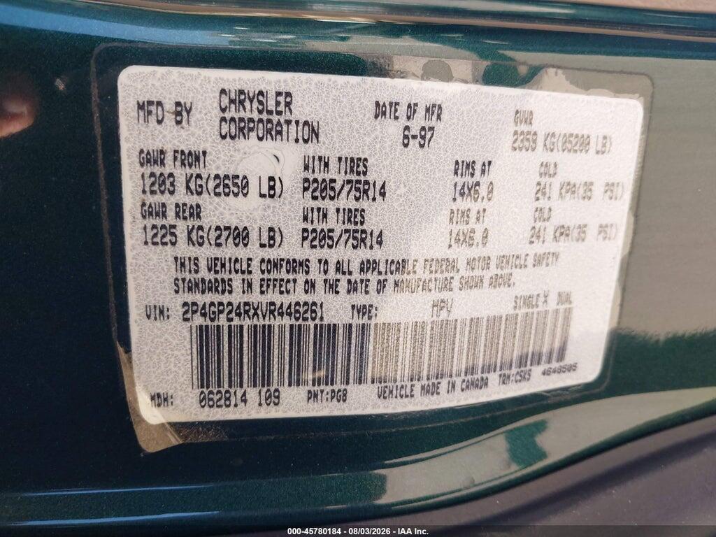2P4GP24RXVR446261 1997 PLYMOUTH GRAND VOYAGER photo no. 9