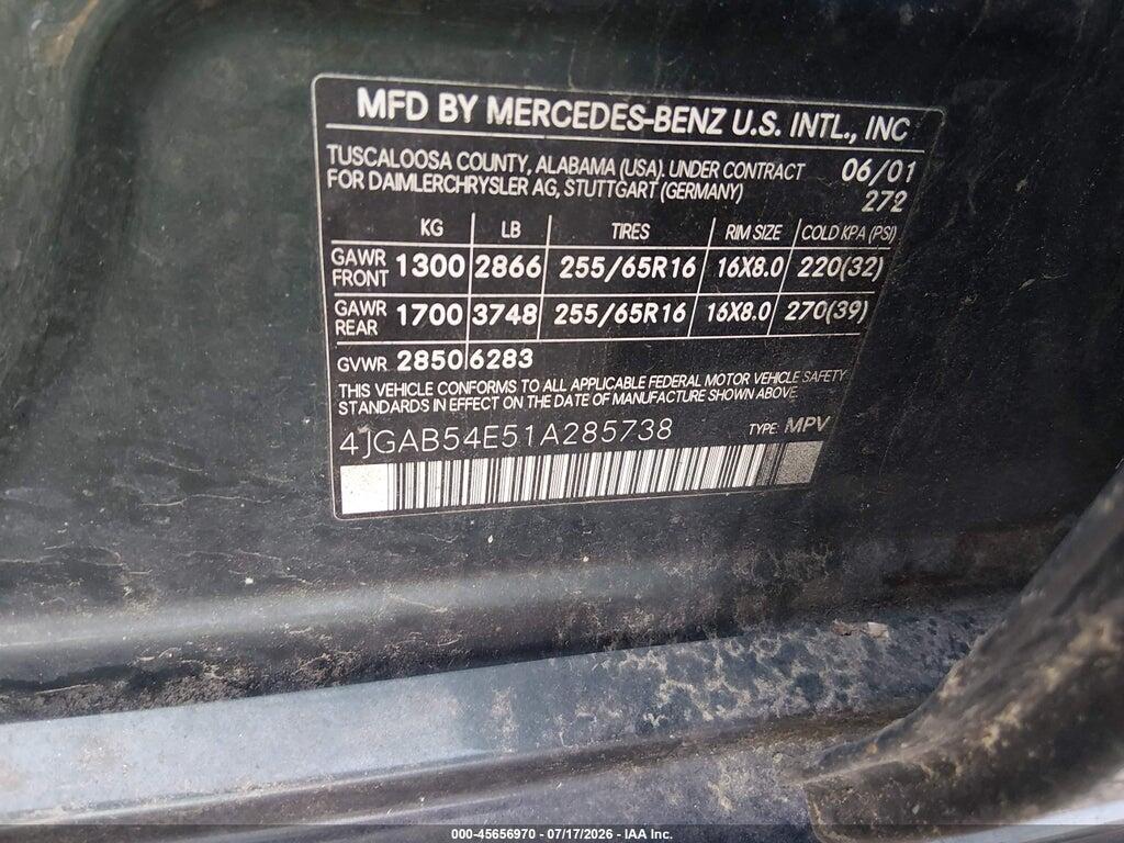 4JGAB54E51A285738 2001 MERCEDES-BENZ ML 320 photo no. 9