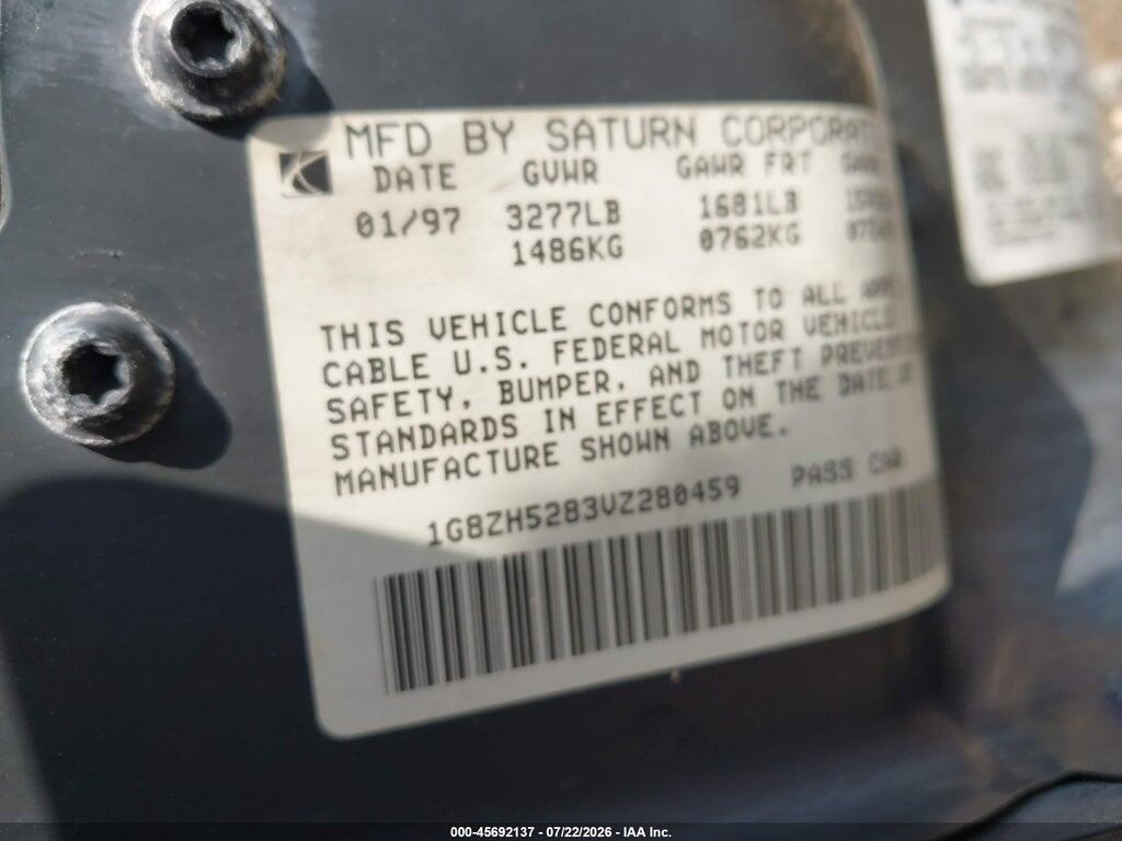 1G8ZH5283VZ280459 1997 SATURN SL photo no. 9