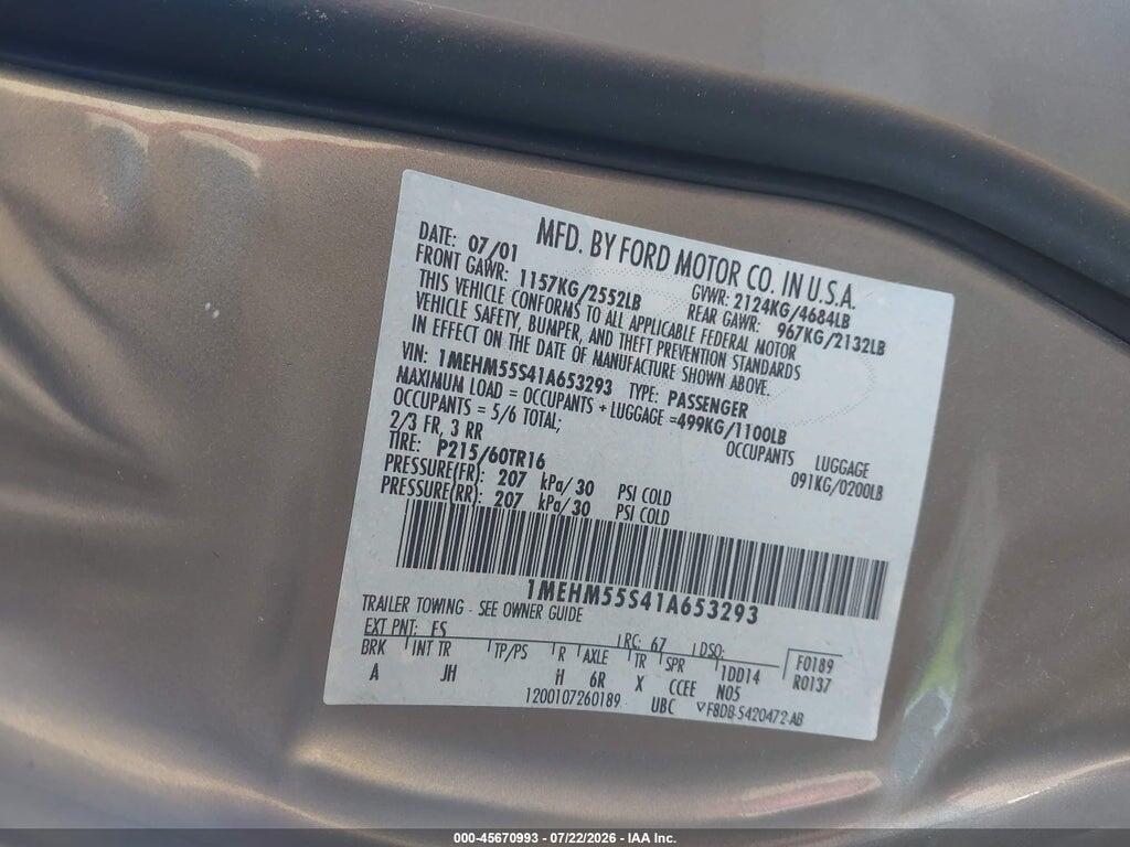 1MEHM55S41A653293 2001 MERCURY SABLE photo no. 9