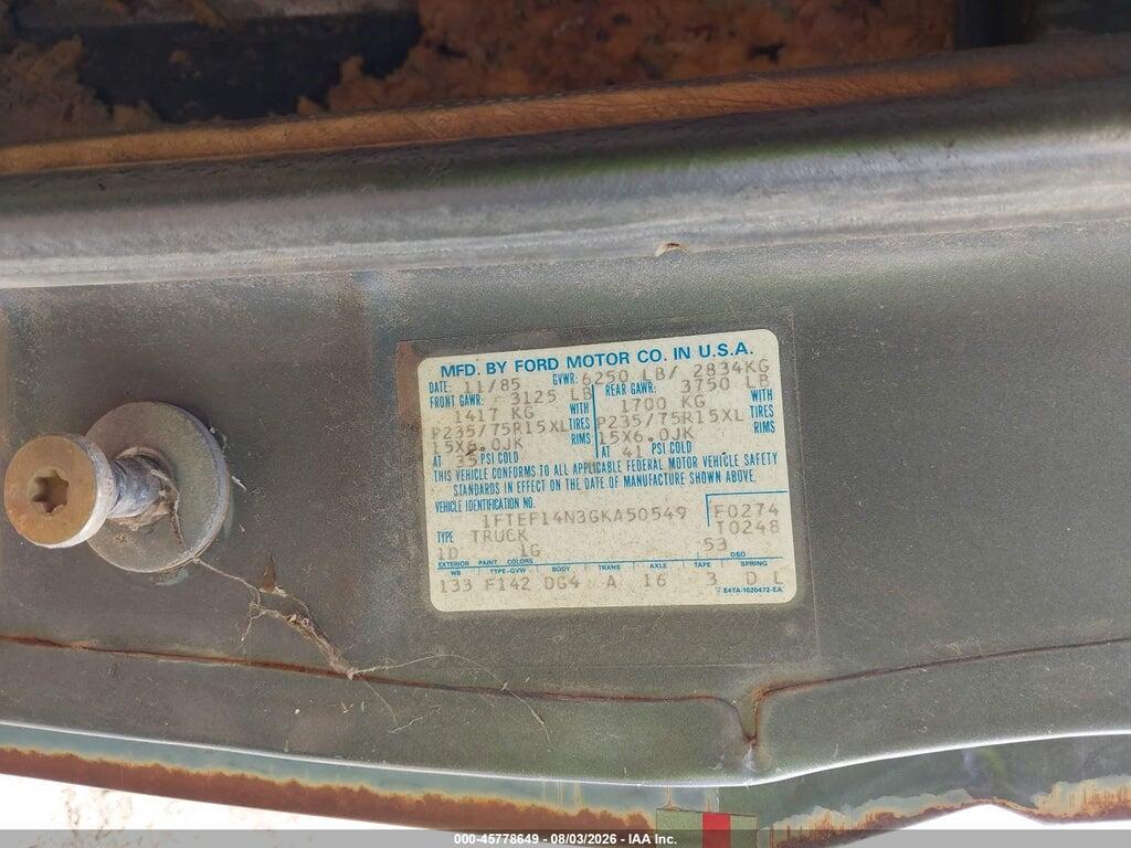1FTEF14N3GKA50549 1986 FORD F150 photo no. 9