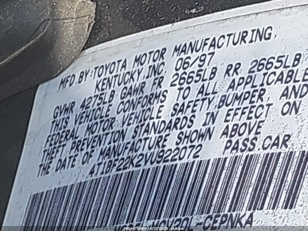 4T1BF22K2VU922072 1997 TOYOTA CAMRY photo no. 9