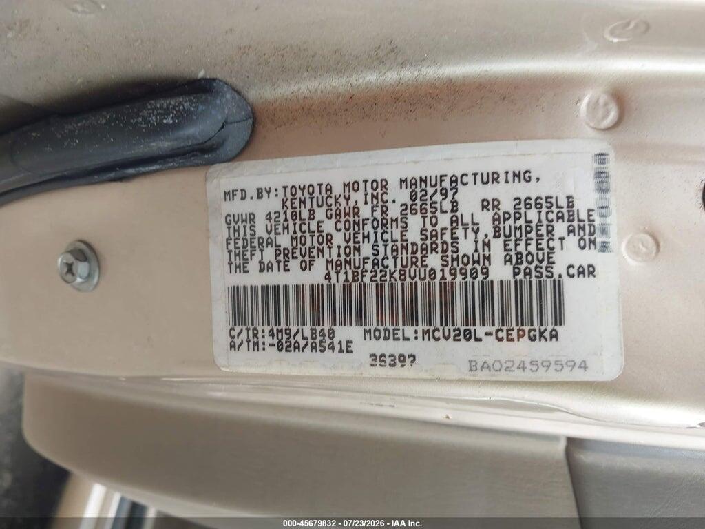 4T1BF22K8VU019909 1997 TOYOTA CAMRY photo no. 9