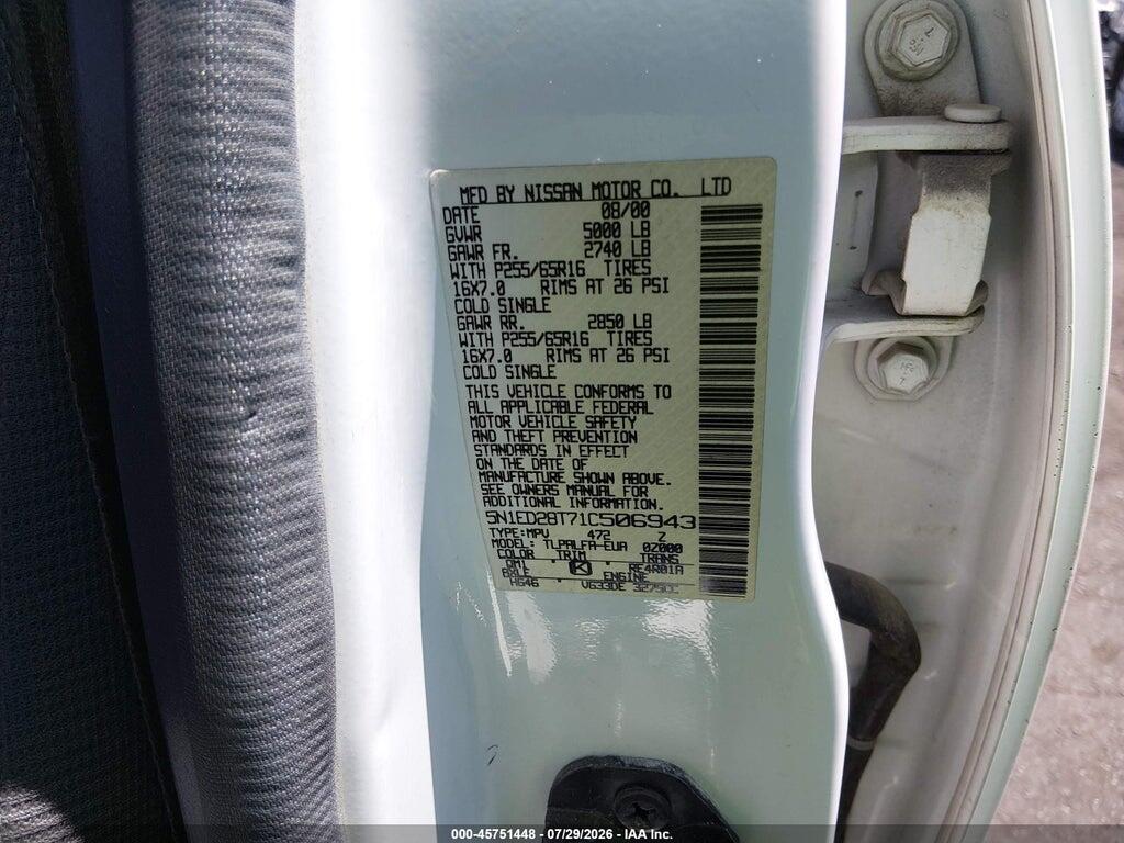 5N1ED28T71C506943 2001 NISSAN XTERRA photo no. 9