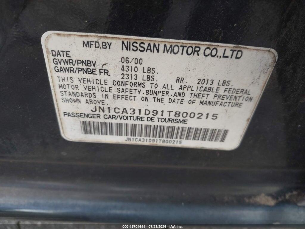 JN1CA31D91T800215 2001 NISSAN MAXIMA photo no. 9