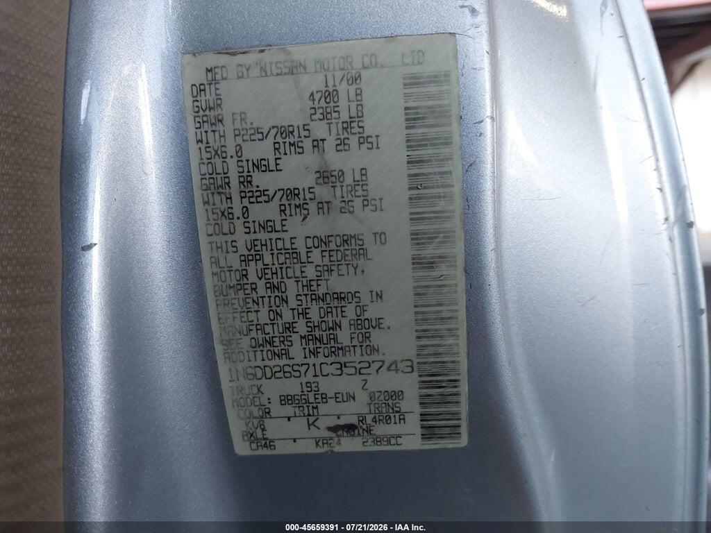 1N6DD26S71C352743 2001 NISSAN FRONTIER photo no. 9