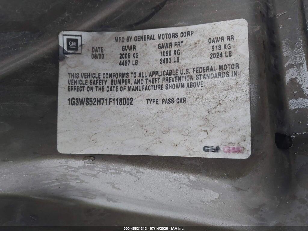 1G3WS52H71F118002 2001 OLDSMOBILE INTRIGUE photo no. 9