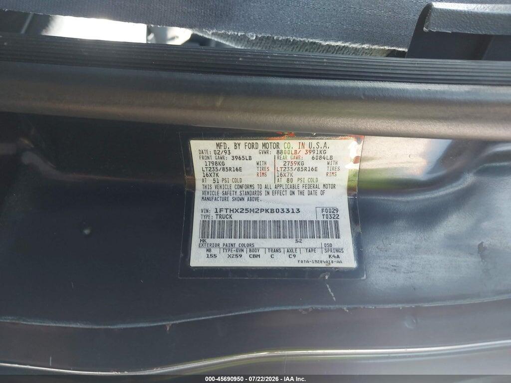 1FTHX25M2PKB03313 1993 FORD F250 photo no. 9