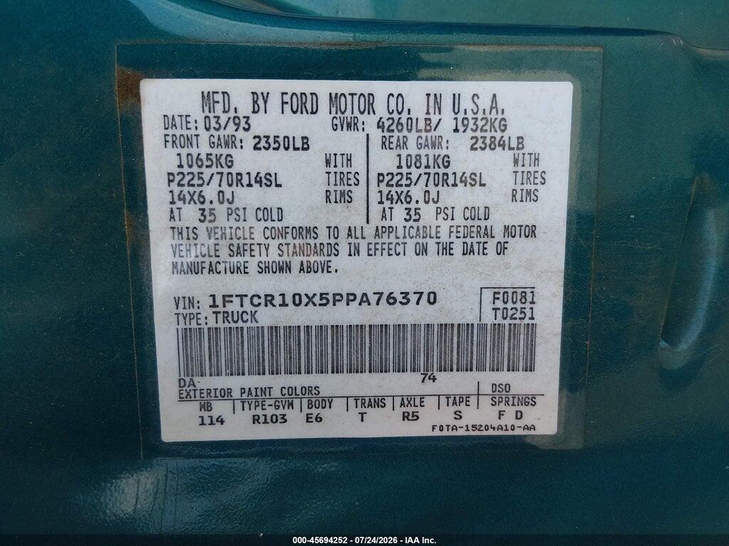 1FTCR10X5PPA76370 1993 FORD RANGER photo no. 9