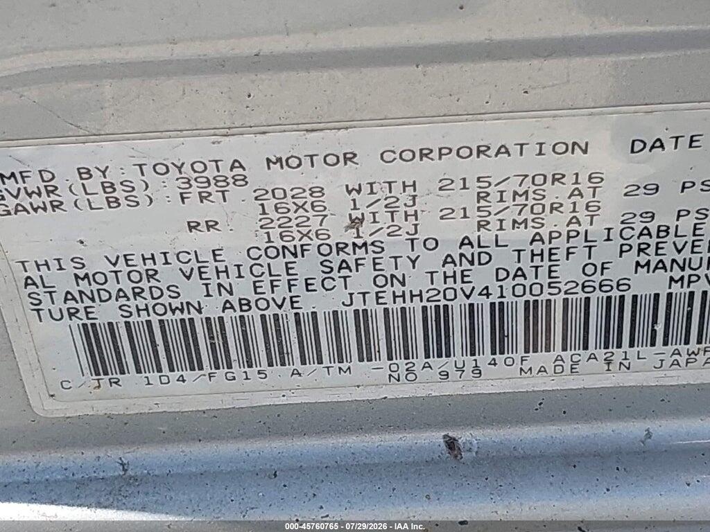 JTEHH20V410052666 2001 TOYOTA RAV4 photo no. 9