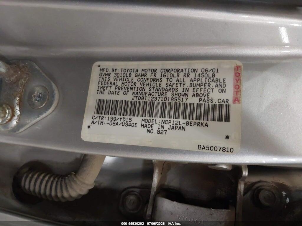 JTDBT123710185517 2001 TOYOTA ECHO photo no. 9