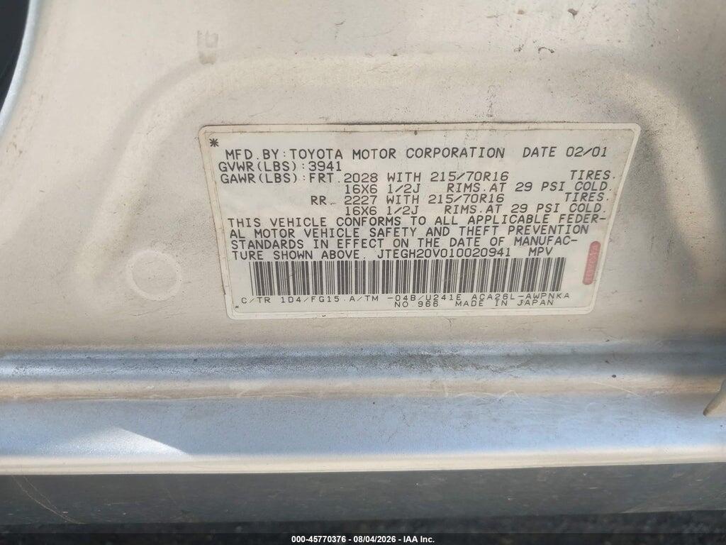 JTEGH20V010020941 2001 TOYOTA RAV4 photo no. 9