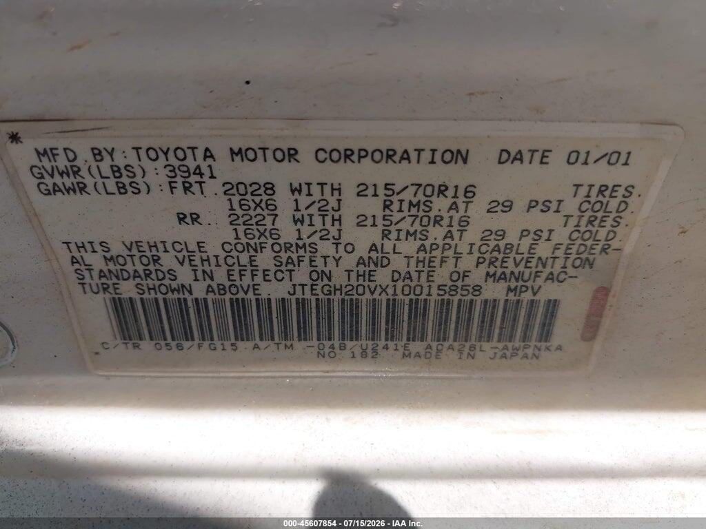JTEGH20VX10015858 2001 TOYOTA RAV4 photo no. 9