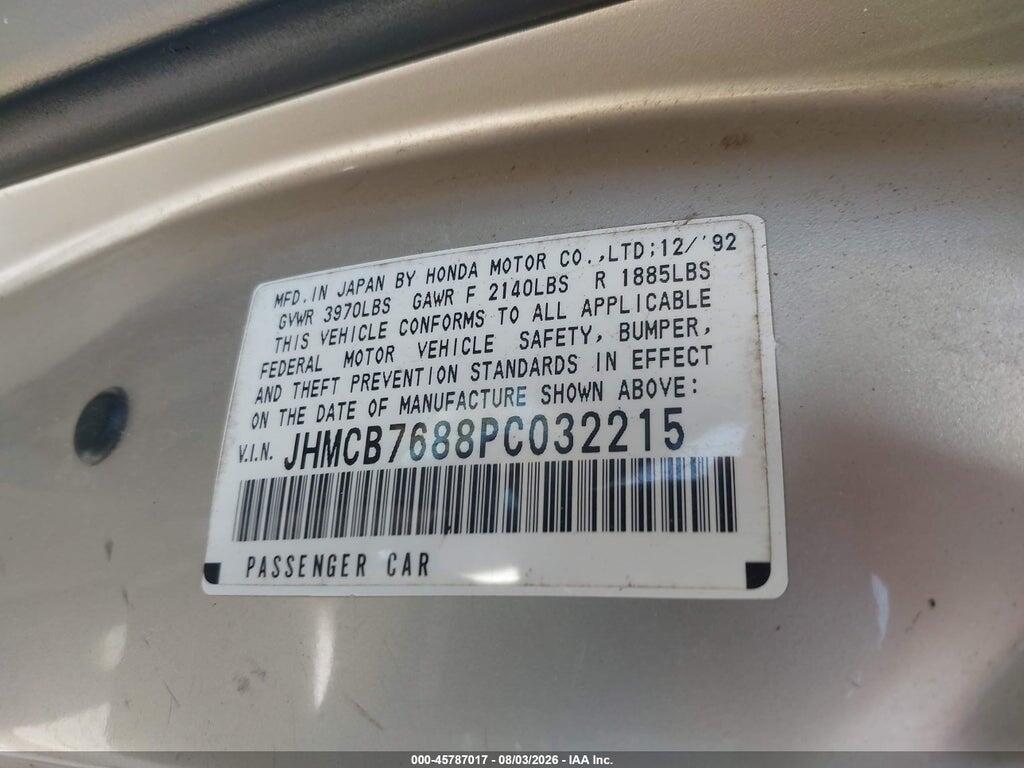JHMCB7688PC032215 1993 HONDA ACCORD photo no. 9