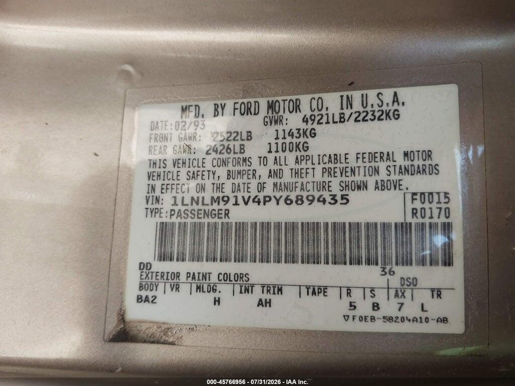 1LNLM91V4PY689435 1993 LINCOLN MARK VIII photo no. 9
