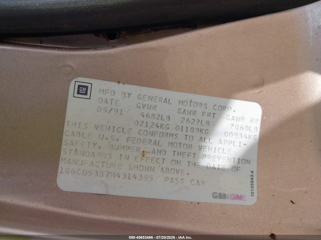 1G6CD53B7M4314385 1991 CADILLAC DEVILLE photo no. 9