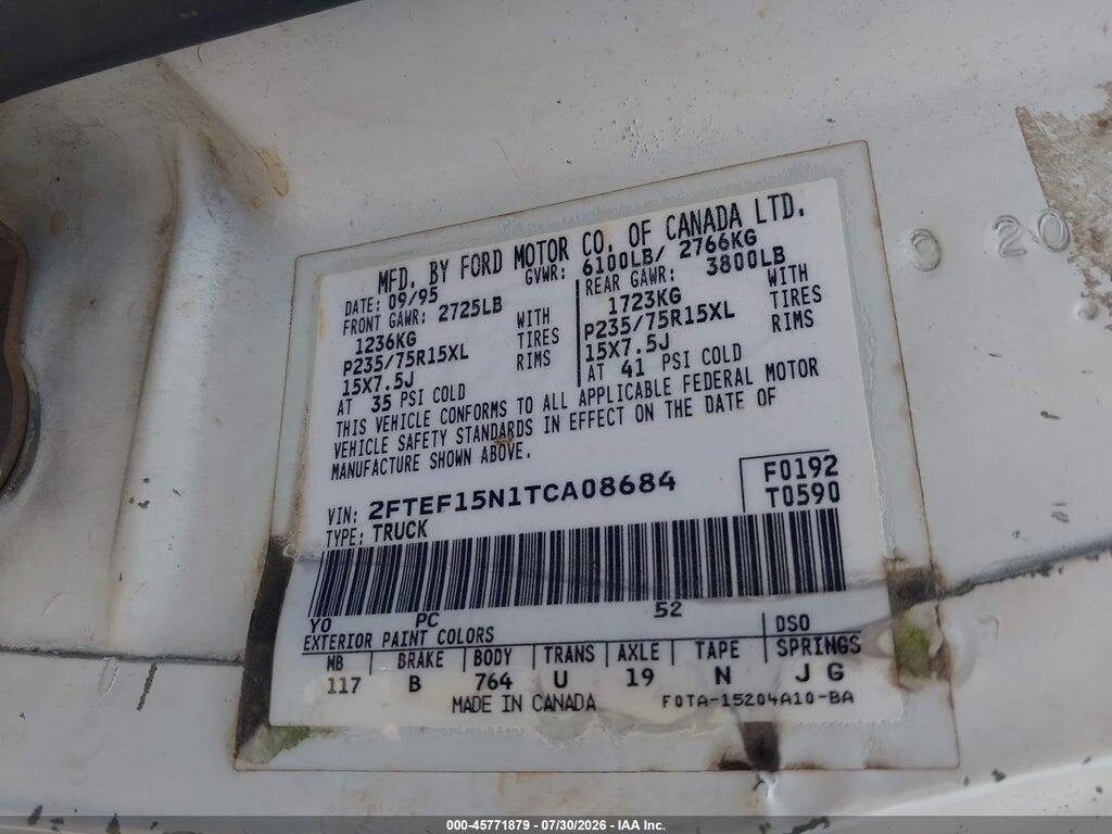 2FTEF15N1TCA08684 1996 FORD F150 photo no. 9