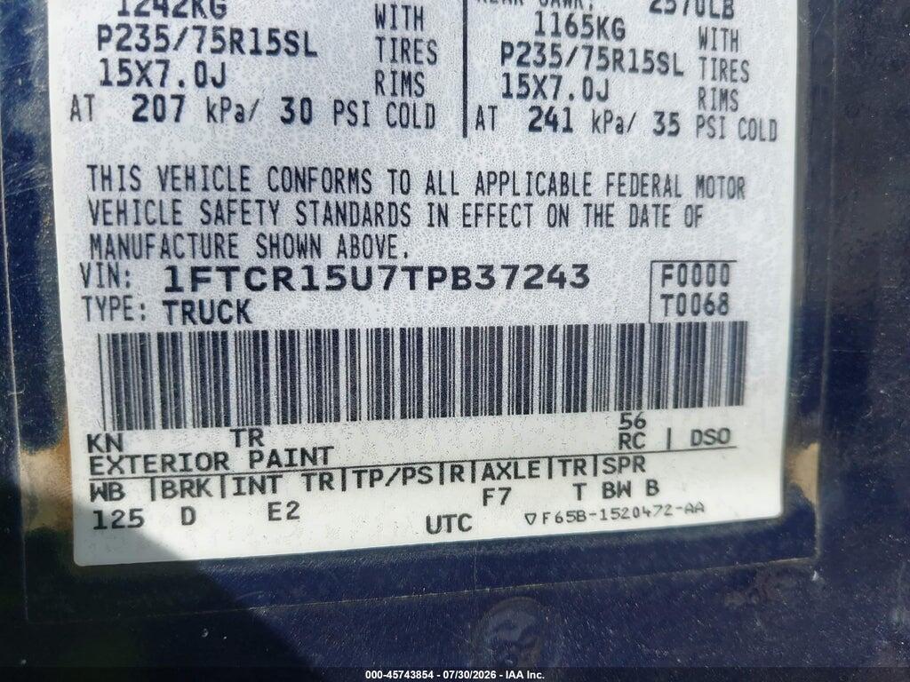 1FTCR15U7TPB37243 1996 FORD RANGER photo no. 9