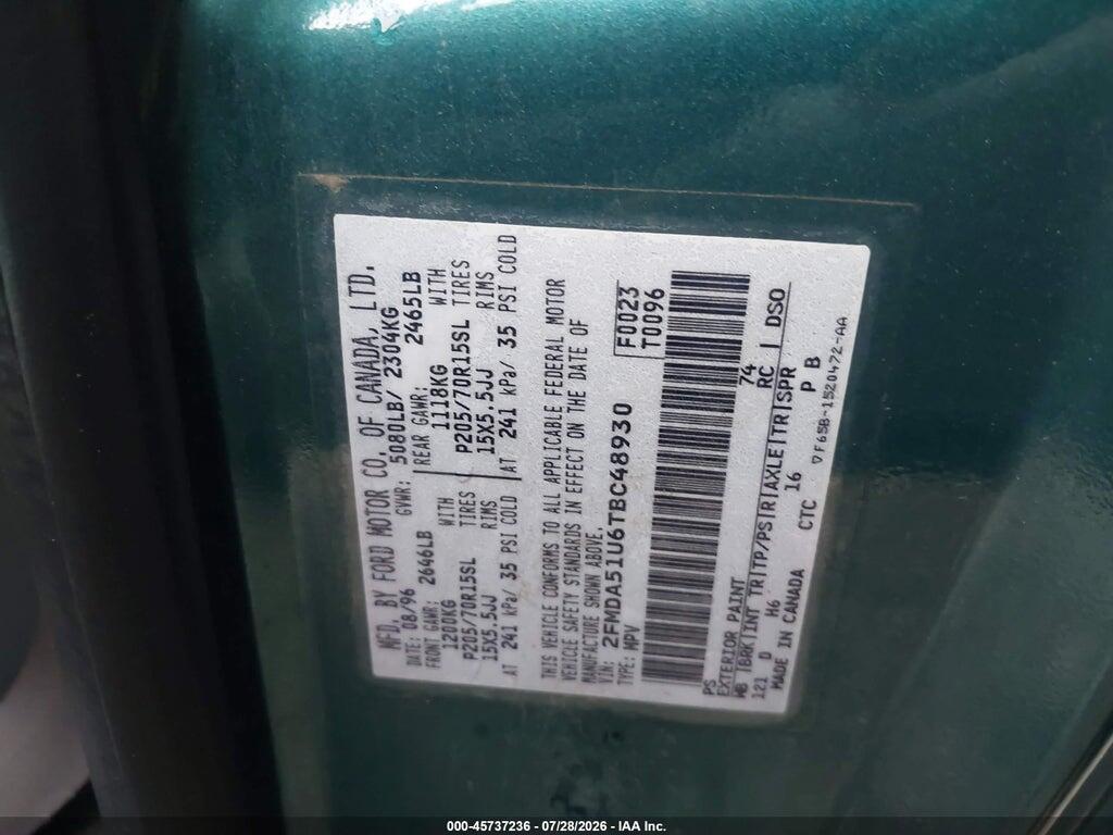 2FMDA51U6TBC48930 1996 FORD WINDSTAR photo no. 9