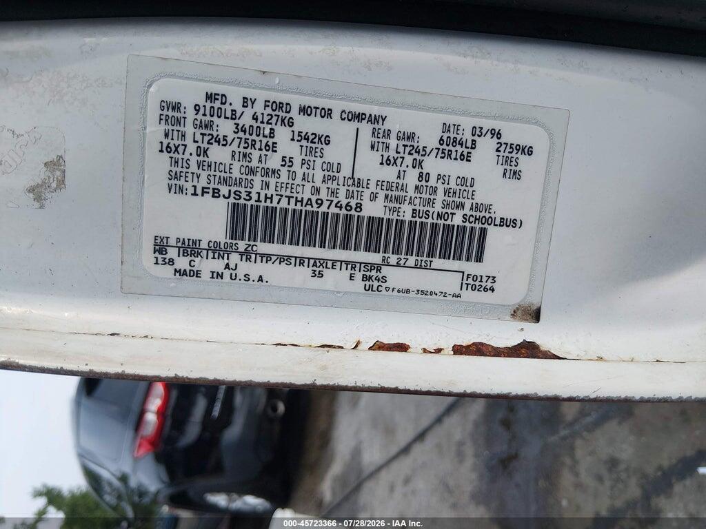 1FBJS31H7THA97468 1996 FORD ECONOLINE photo no. 9